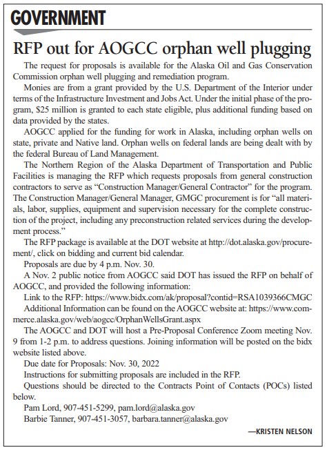 Orphan Wells Grant, Alaska Oil and Gas Conservation Commission