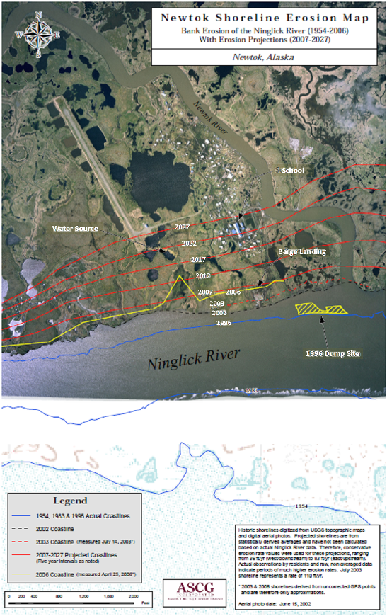 Newtok shoreline erosion map.